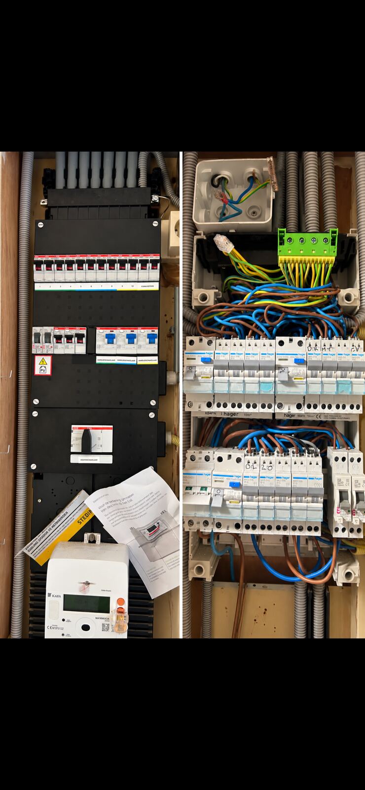 Nieuwe groepenkast en bekabeling geplaatst door PT.Elektra